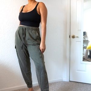 Green Soft Jogger Lounge Cargo Pants